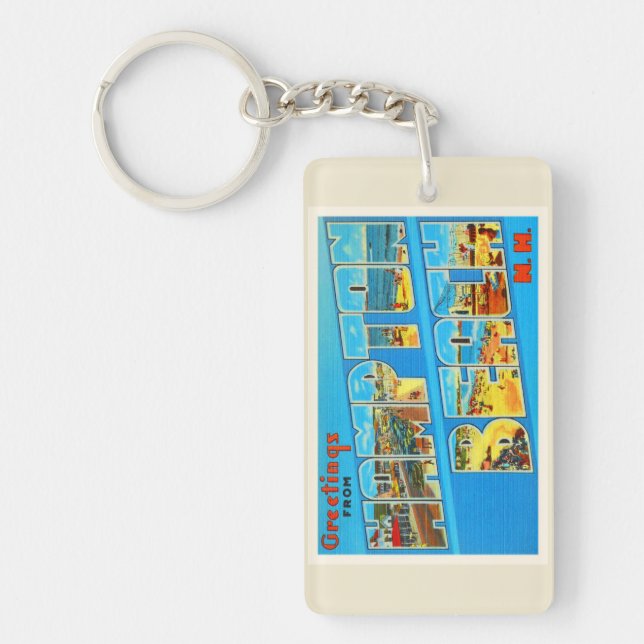 Hampton Beach New Hampshire NH Old Travel Souvenir Key Ring (Front)