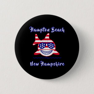 Hampton Beach New Hampshire Patriotic Usa Flag Whi 6 Cm Round Badge