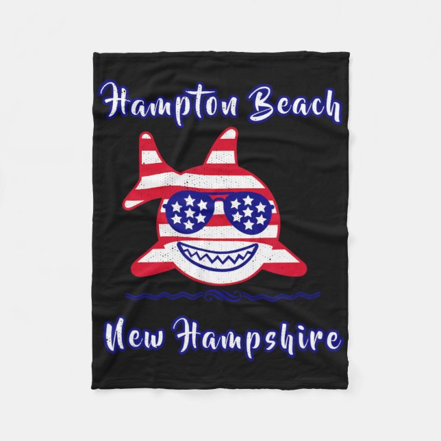 Hampton Beach New Hampshire Patriotic Usa Flag Whi Fleece Blanket (Front)