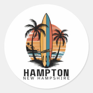 Hampton Beach New Hampshire Surfing Surfer  Classic Round Sticker