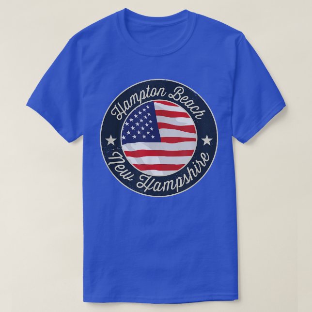 Hampton Beach - Patriotic New Hampshire Souvenir T T-Shirt (Design Front)