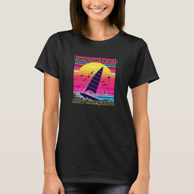 Hampton Beach Retro 80s Style Souvenir Beach T-Shirt (Front)
