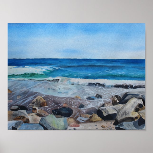 Hampton Beach Watercolor Archival Print (Front)