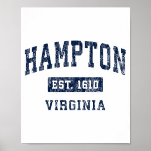 Hampton Virginia Va Vintage Established Srts Desig Poster