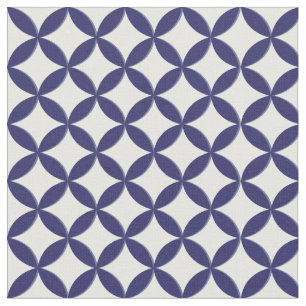 Hamptons Blue and White Geometric Circle Patterned Fabric