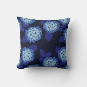 Hamptons Blue Hydrangeas Floral Pattern Cushion