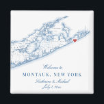 Hamptons Montauk Destination Wedding Favour Magnet<br><div class="desc">Quick and easy ordering! This Montauk destination wedding favour magnet is perfect to include with welcome bag goodies for your Hamptons destination wedding guests, or customise them for your wedding party. The heart is over Montauk, but you can move the heart by clicking "Edit Using design tool" under "Personalise". These...</div>