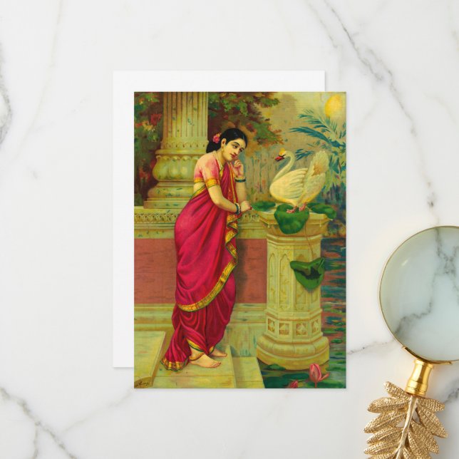 Hamsa and Damayanti by Raja Ravi Varma Thank You Card (Front/Back In Situ)