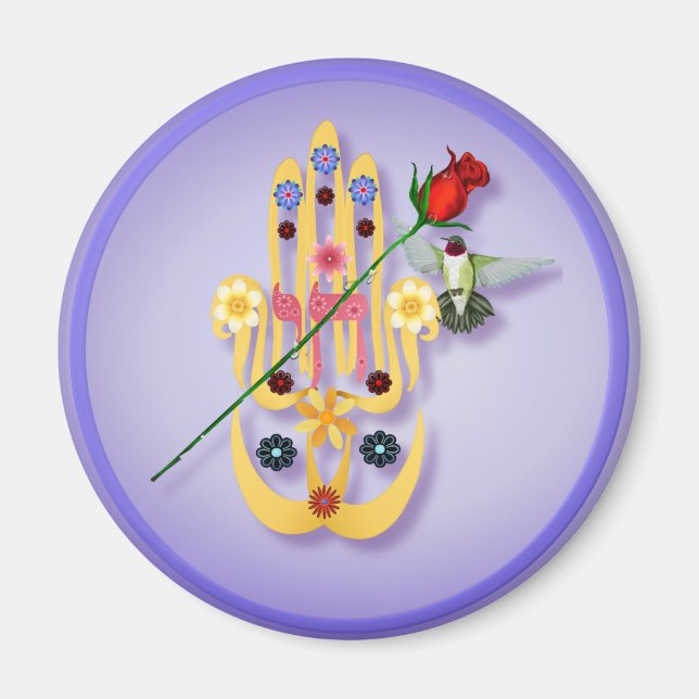 Hamsa and Flowers Magnets (Front)