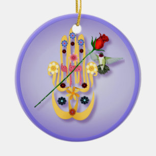 Hamsa and Flowers  Ornaments