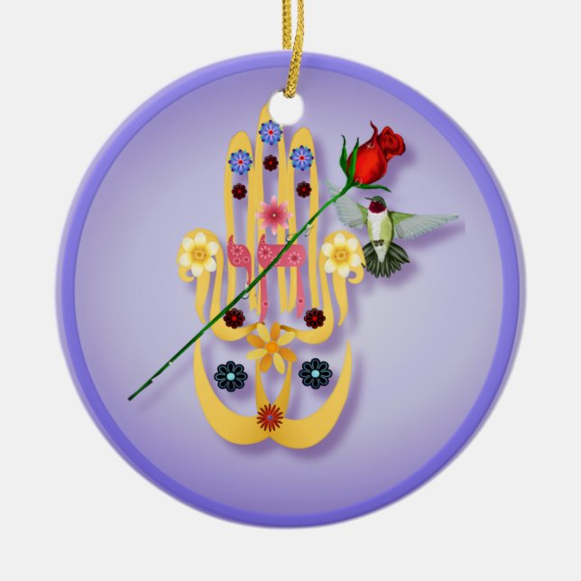 Hamsa and Flowers  Ornaments (Front)