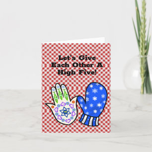 Hamsa and Mitten  Funny Chrismukkah Greeting Card