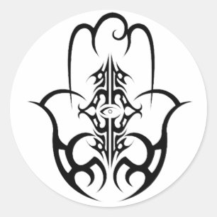 HAMSA - black and white Classic Round Sticker
