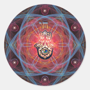 Hamsa - CHAI - Sacred Geometry Classic Round Sticker