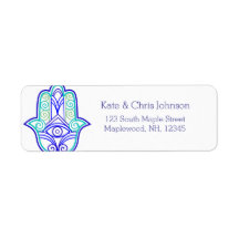 Hamsa design rerun address label-blues