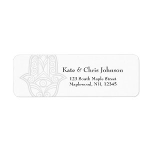 Hamsa design rerun address label-grey