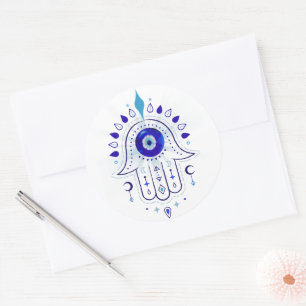 Hamsa Evil Eye Hand Classic Round Sticker