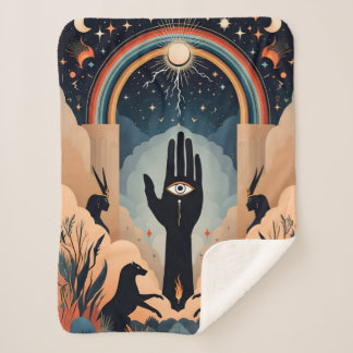 Hamsa Eye and Mystical Symbols Blanket – Spiritual