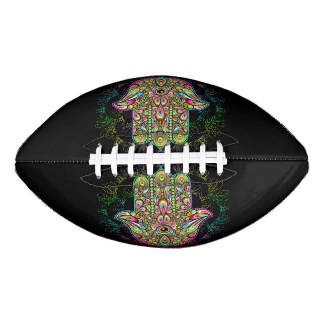 Hamsa Fatma Hand Psychedelic Art American Football (Front)