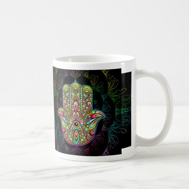 Hamsa Fatma Hand Psychedelic Art Coffee Mug (Right)