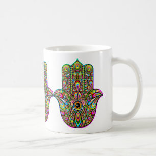 Hamsa Fatma Hand Psychedelic Art Coffee Mug