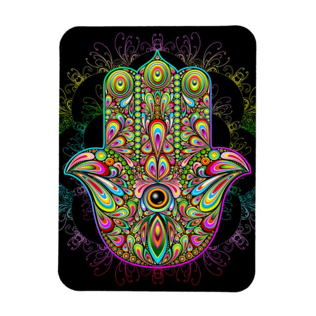 Hamsa Fatma Hand Psychedelic Art Magnet (Vertical)