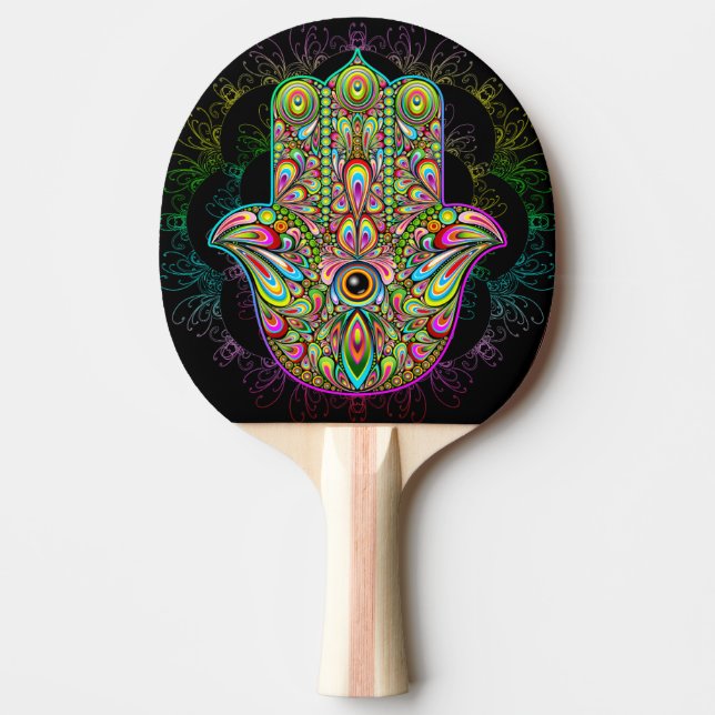 Hamsa Fatma Hand Psychedelic Art Ping Pong Paddle (Front)