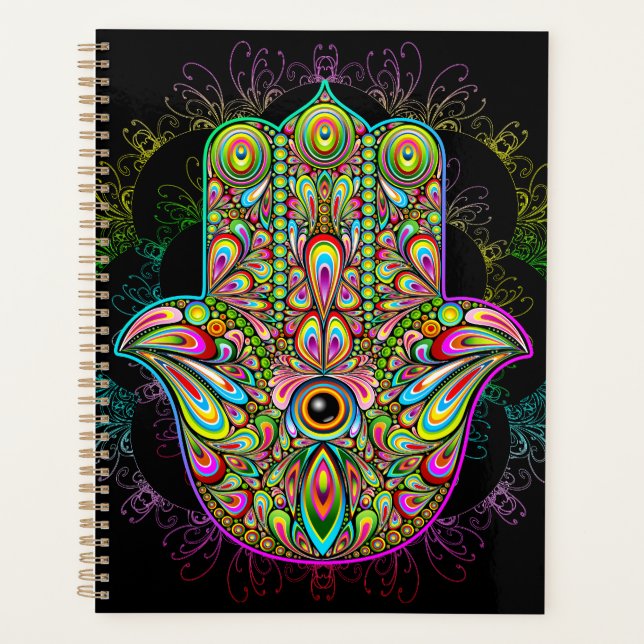Hamsa Fatma Hand Psychedelic Art Planner (Front)