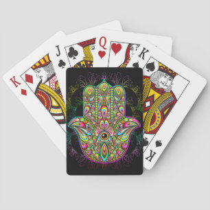Hamsa Fatma Hand Psychedelic Art Playing Cards