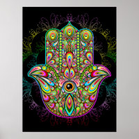 Hamsa Fatma Hand Psychedelic Art