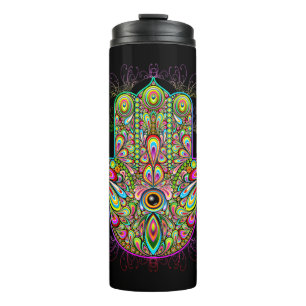 Hamsa Fatma Hand Psychedelic Art Thermal Tumbler