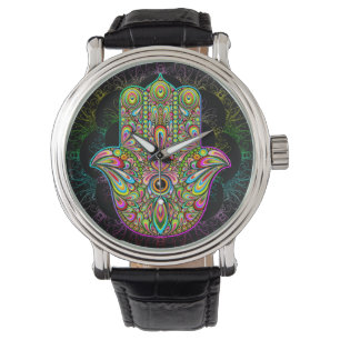 Hamsa Fatma Hand Psychedelic Art Watch