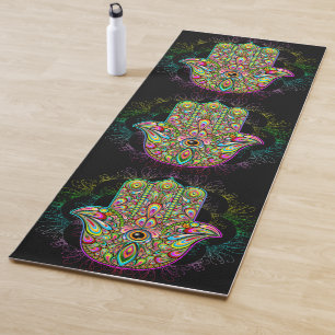 Hamsa Fatma Hand Psychedelic Art Yoga Mat