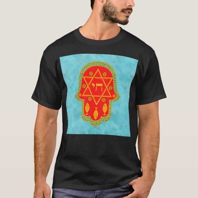Hamsa For Blessings Protection And Strength - Turq T-Shirt (Front)