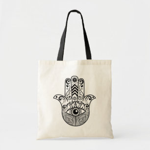 Hamsa Hand Black and White Tote Bag