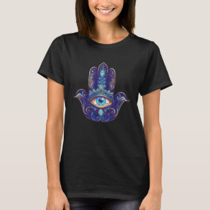 Hamsa Hand Blue Nazar All Seeing Eye Protection Lu T-Shirt