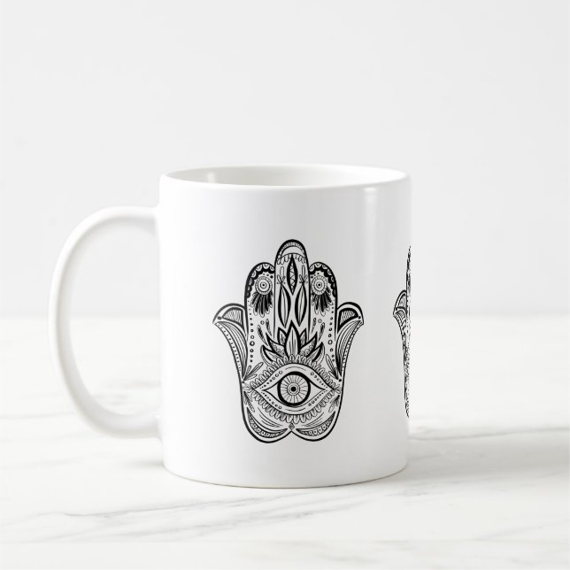 Hamsa Hand Drawn Coffee Mug (Left)