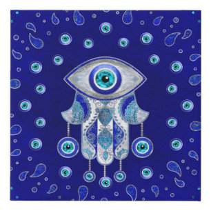 Hamsa Hand -Evil Eye Amulet Faux Canvas Print
