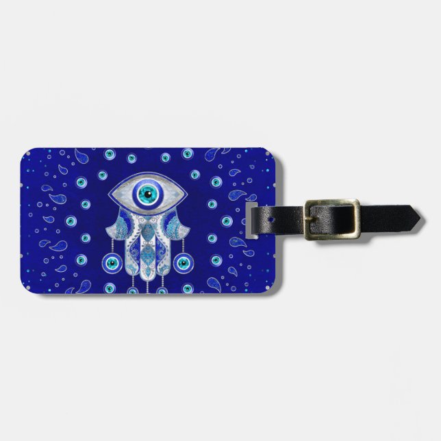 Hamsa Hand -Evil Eye Amulet Luggage Tag (Front Horizontal)