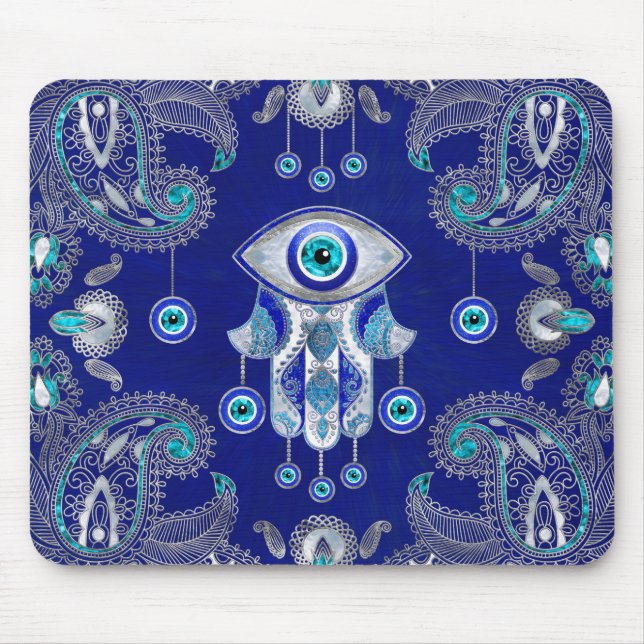 Hamsa Hand -Evil Eye Amulet Ornament Mouse Mat (Front)
