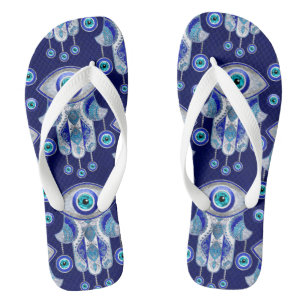 Hamsa Hand -Evil Eye Pattern Flip Flops