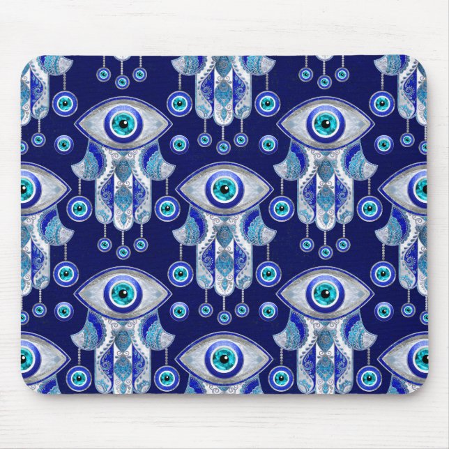 Hamsa Hand -Evil Eye Pattern Mouse Mat (Front)