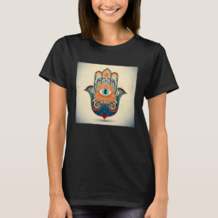 Hamsa Hand Eye Illustration Lucky Unique Palm Wome T-Shirt