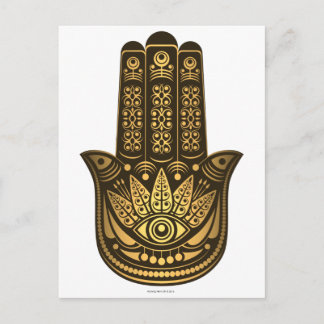 Hamsa Hand Gold Evil Eye Spiritual Postcard