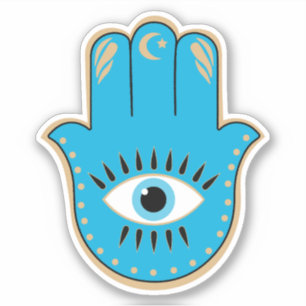 Hamsa Hand Greek Evil Eye Blue