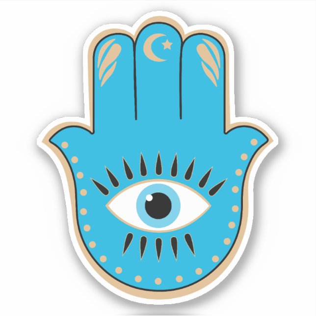 Hamsa Hand Greek Evil Eye Blue (Front)