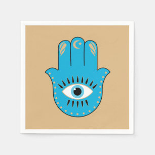 Hamsa Hand Greek Evil Eye Blue Napkin