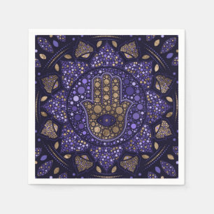 Hamsa Hand -Hand of Fatima in Lotus mandala Napkin