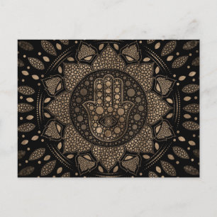 Hamsa Hand -Hand of Fatima in Lotus mandala Postcard