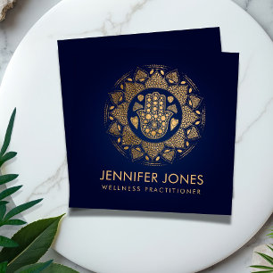 Hamsa Hand -Hand of Fatima in Lotus mandala Square Business Card